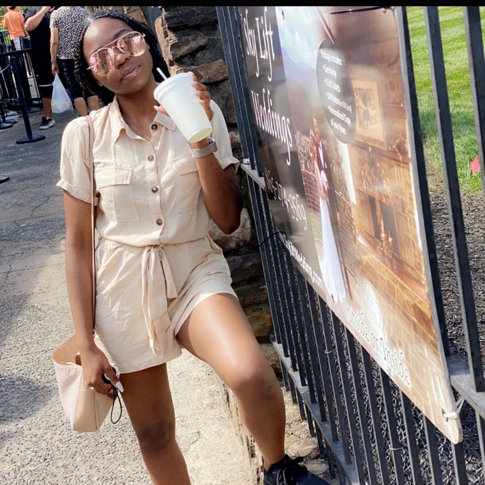 Fashion Nova Khaki Romper